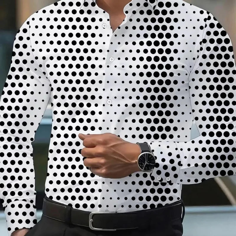 Men's Graphic Print Long-Sleeve Casual Shirt