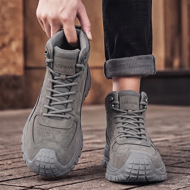 Men's Panelled Lace-Up High-Top Boots