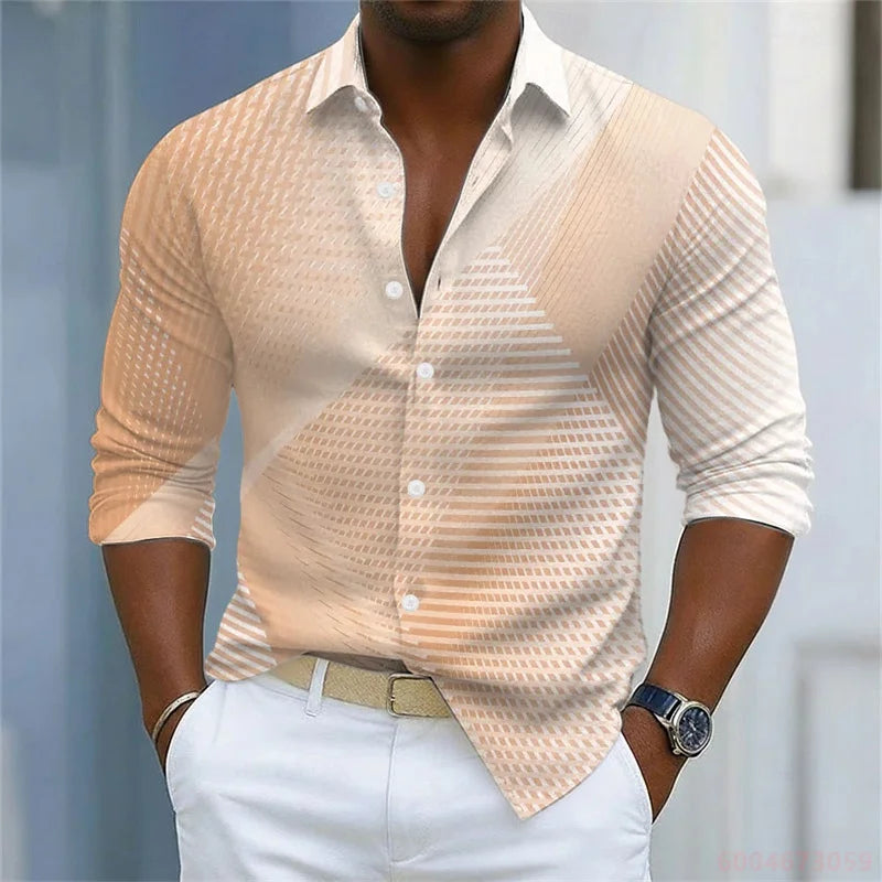 Men's Striped Long-Sleeve Casual Shirt