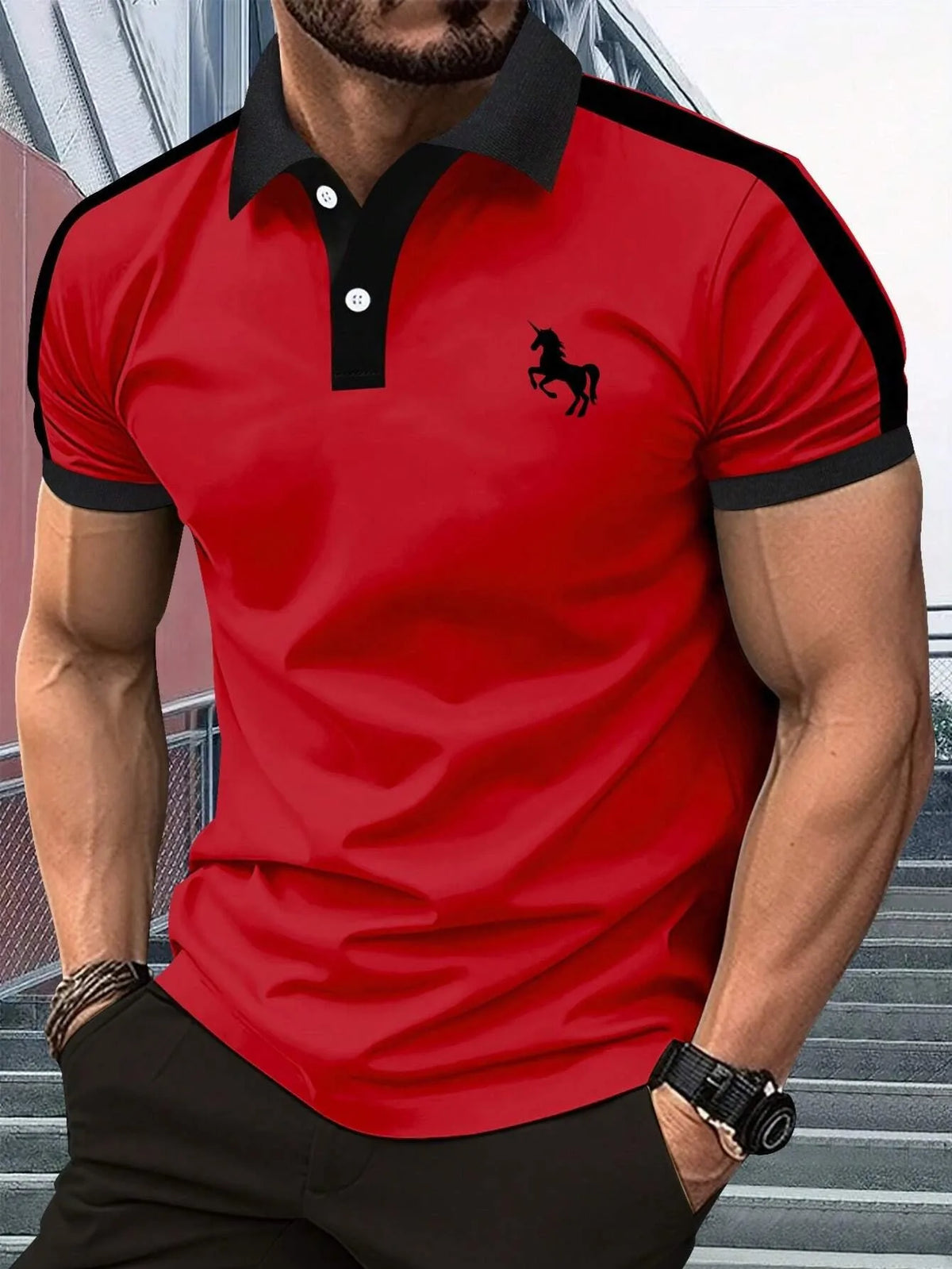 Men's Graphic Print Short-Sleeve Polo Shirt