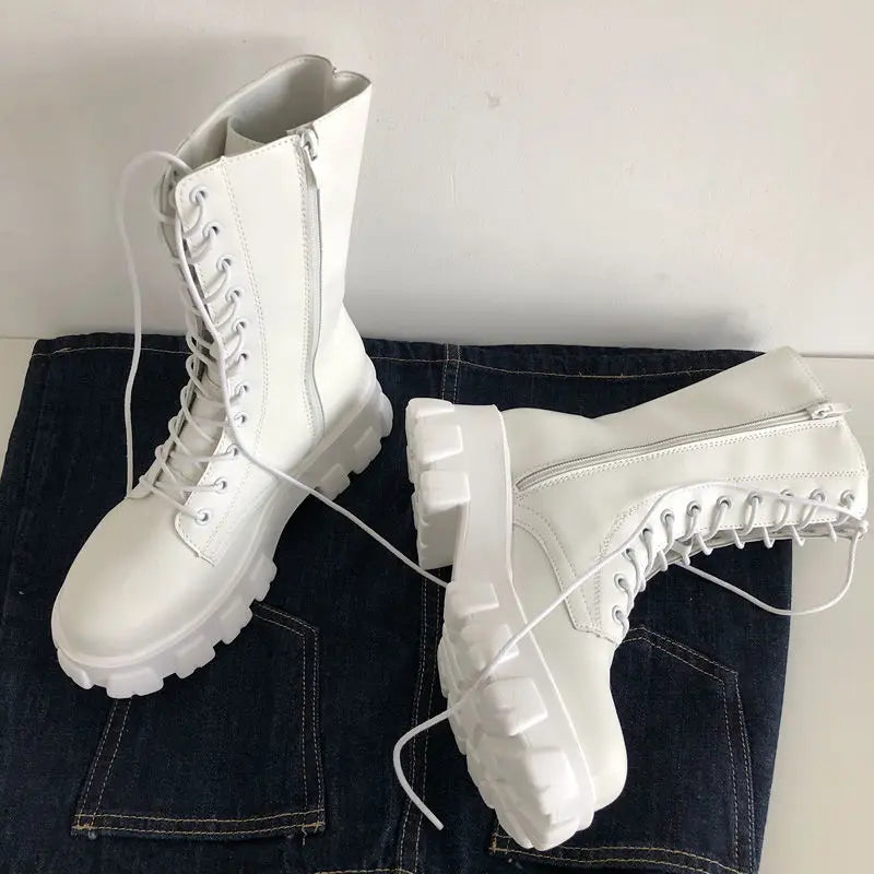 Women's Mid-Calf Lace-Up Platform Boots — product view