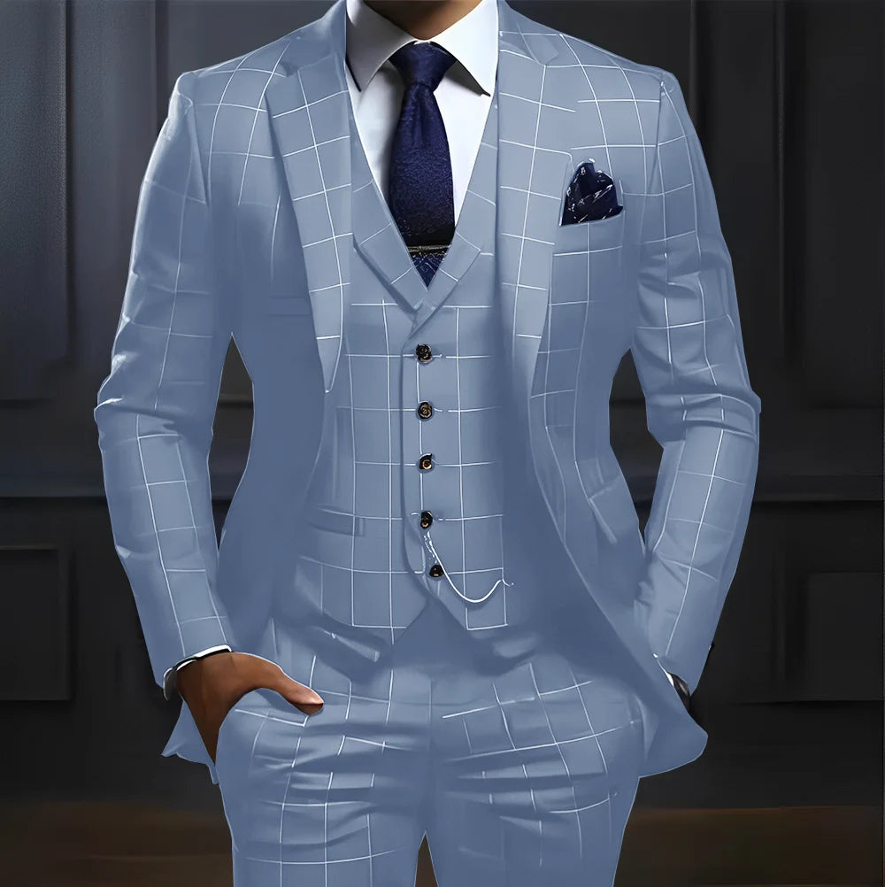 Men's Plaid 3-Piece Suit Set — product view