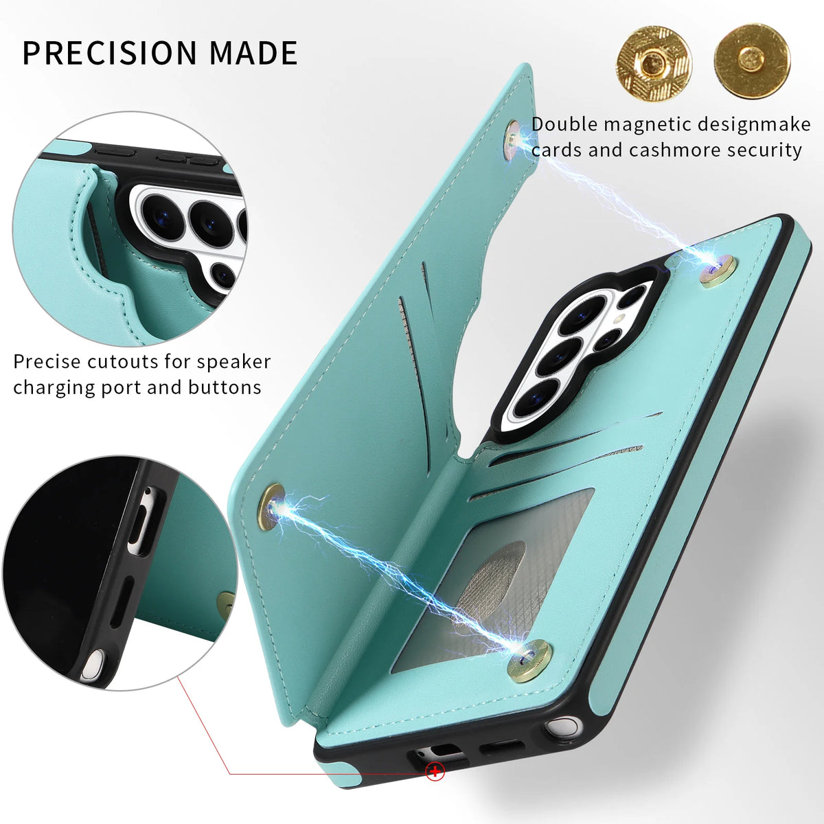 Flip Wallet Phone Case with Card Slots for Samsung Galaxy S23 FE, S23+, S24 Ultra, S24, S22 Ultra 5G, S22 5G, S23, S23 Ultra, S25 Ultra, S25+, S26 Ultra, S26+, S24+, S24 FE, S25 FE, S25, A17, A06, A36, A56, S26, A37, A57, A07, A14 & More Models