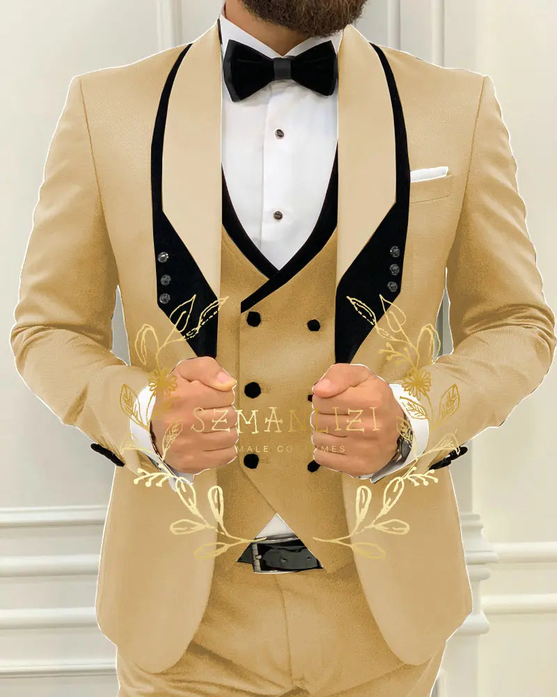 Men's Royal Blue 3-Piece Slim Fit Suit Set — product view