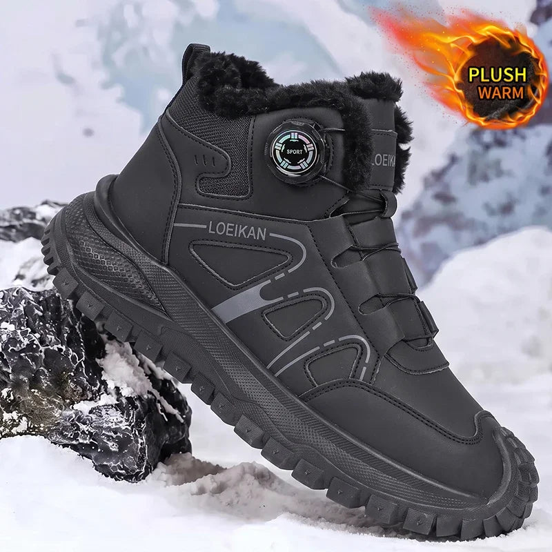 Men's Flannel-Lined Dial Closure Winter Ankle Boots