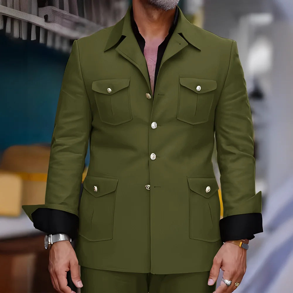 Men's Safari-Collar Jacket & Trouser Set