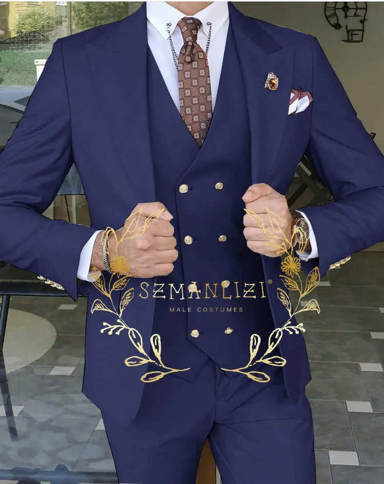 Men's Beige 3-Piece Suit Set — product view