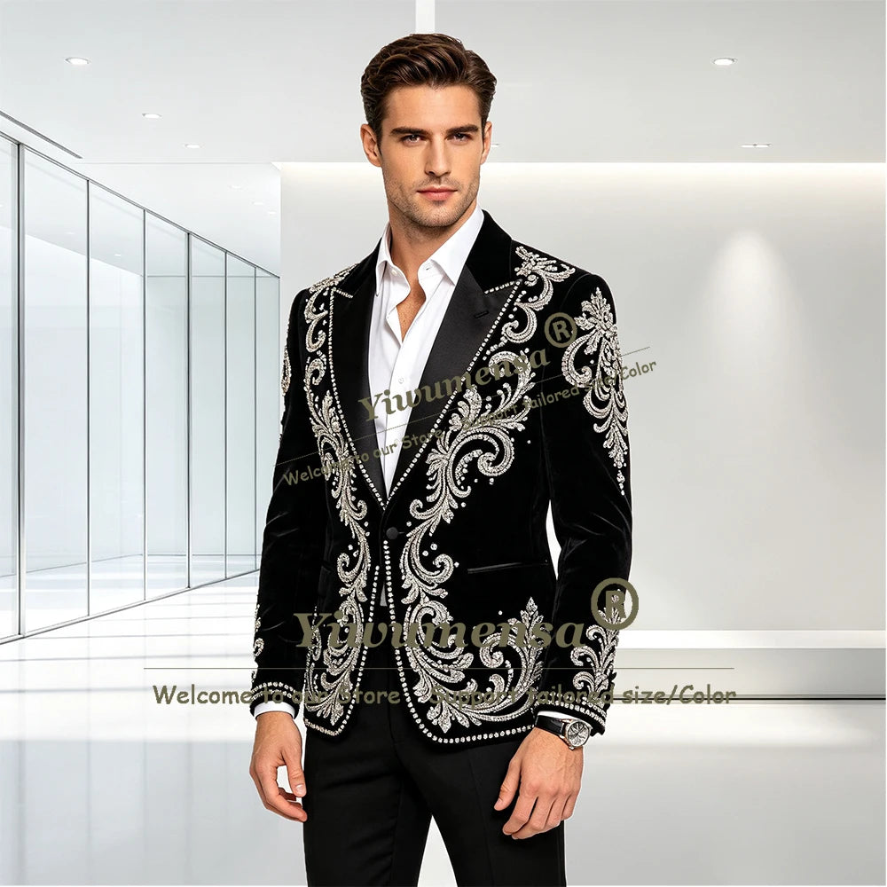 Men's Velvet 2-Piece Slim Fit Suit Set — product view
