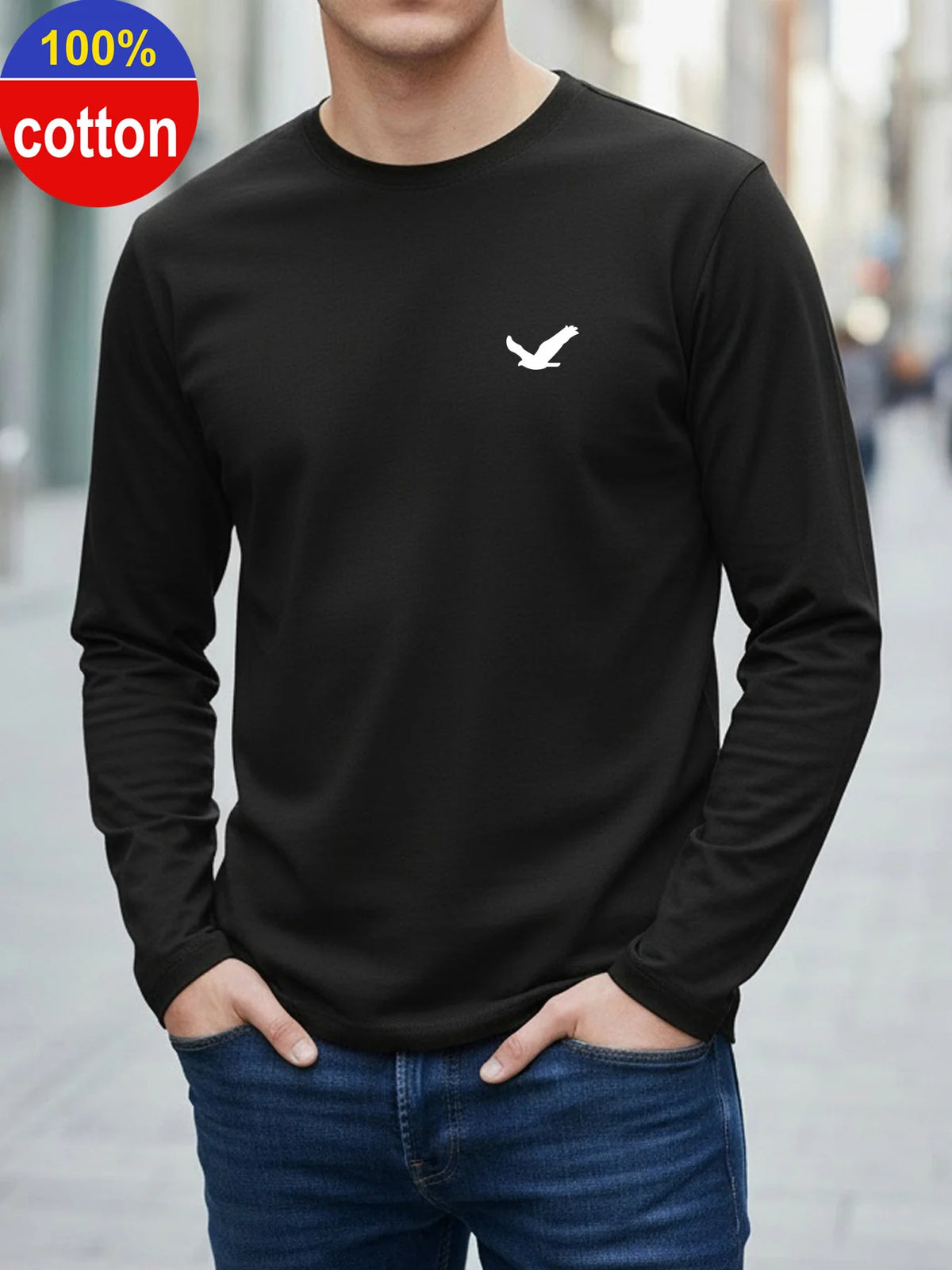 Men's Animal Print Long-Sleeve Casual T-Shirt