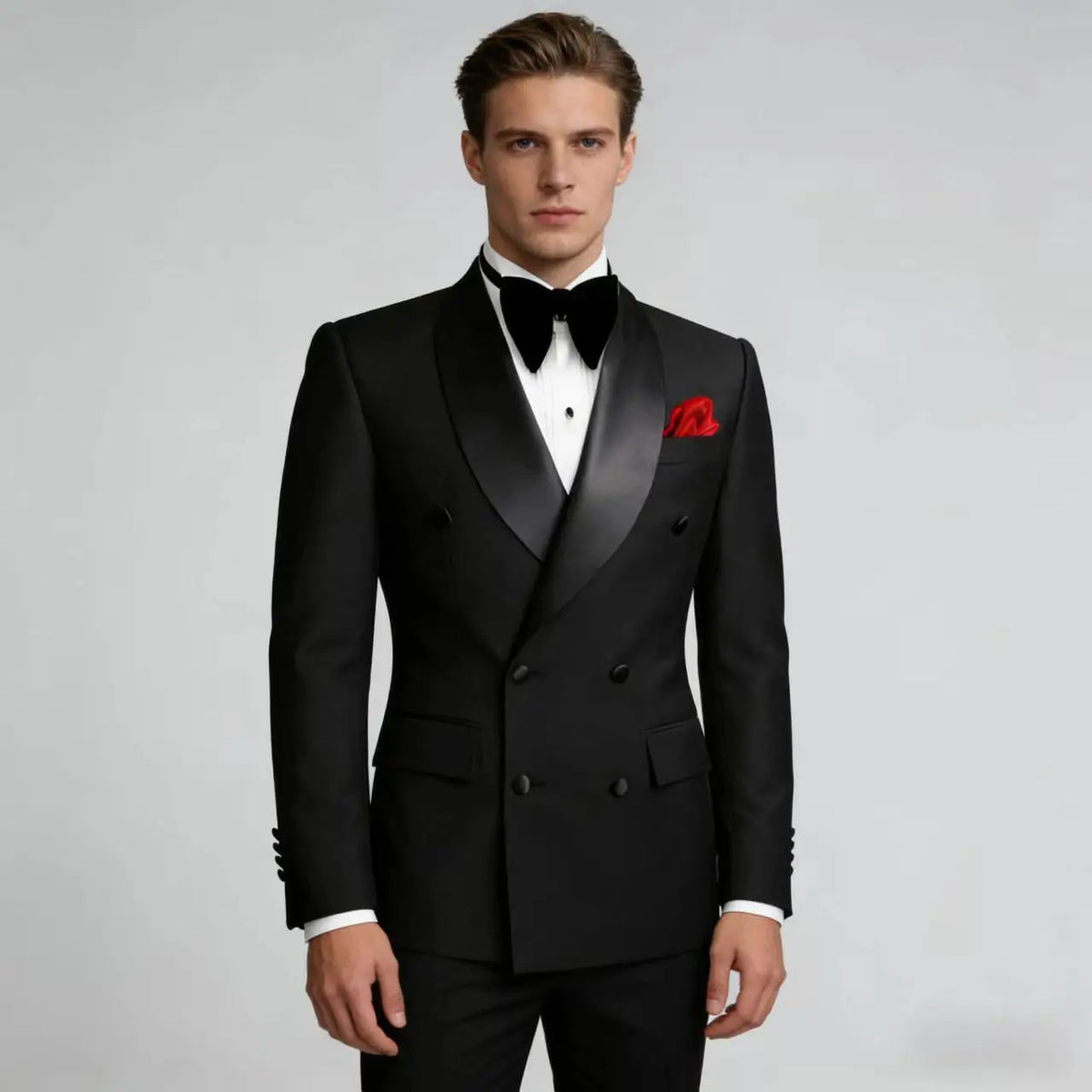 Men's Slim-Fit Double-Breasted Shawl Lapel Suit Set — product view