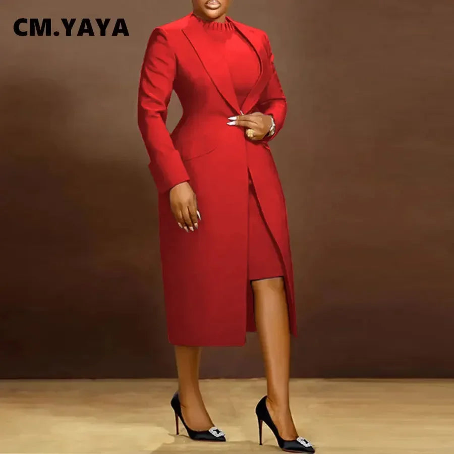 Women's Long Blazer & Dress Set