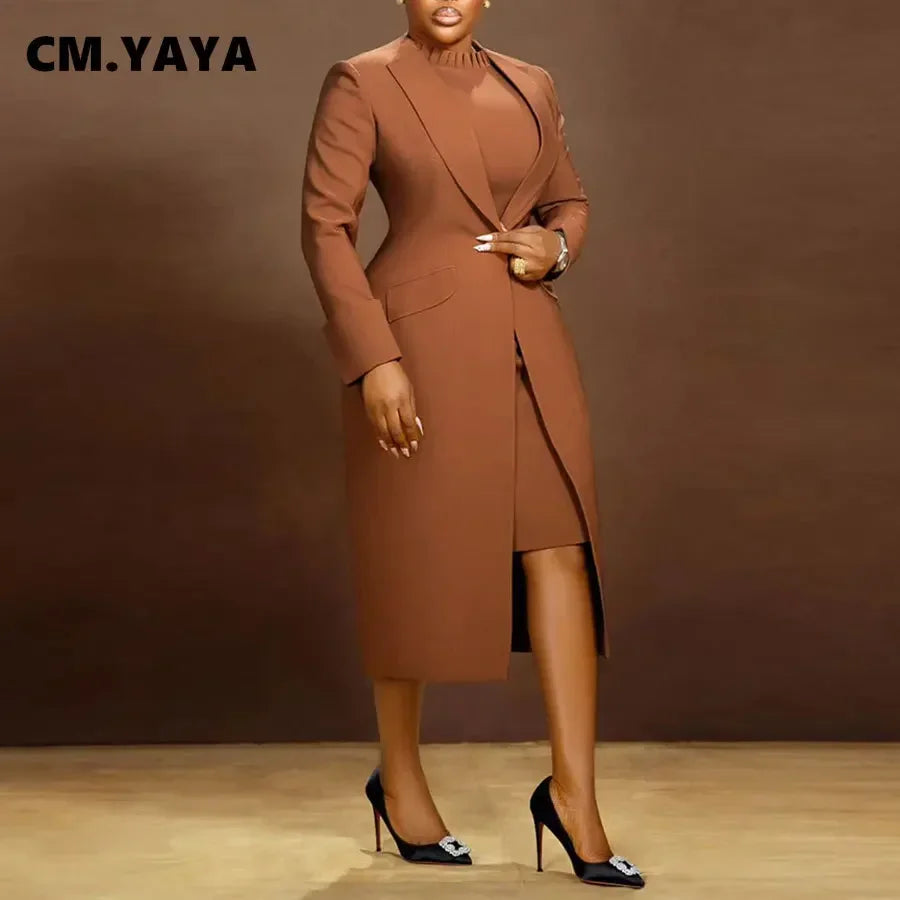 Women's Long Blazer & Dress Set