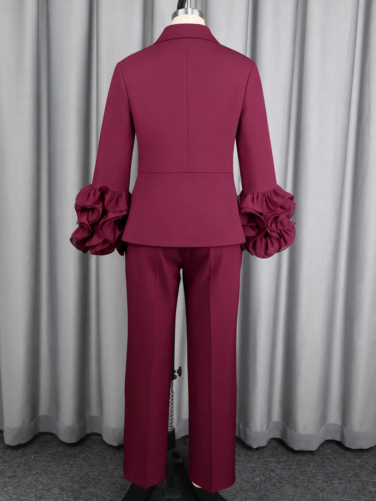 Women's Ruffle Blazer & Straight-Leg Pants Set