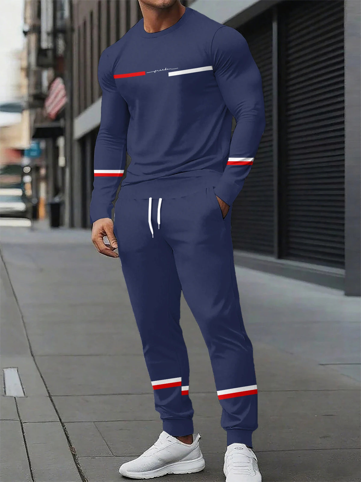 Men's Graphic Print Sweatshirt & Pants Set
