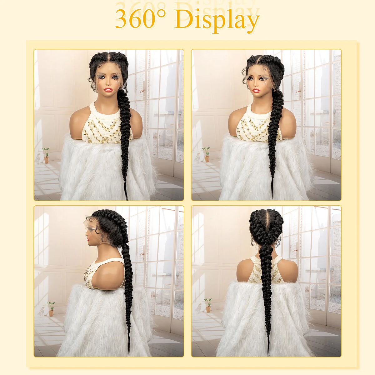 30 Inches Full Lace Synthetic Fishtail Braided Wig Ponytail Wig Lace - OSASCO