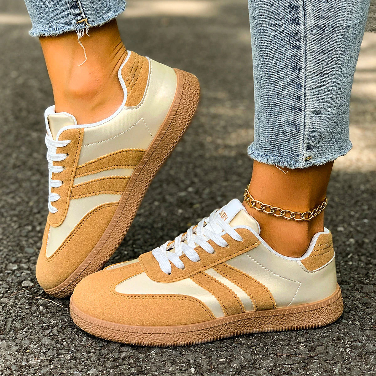 Women's Lightweight Striped Casual Sneakers — product view