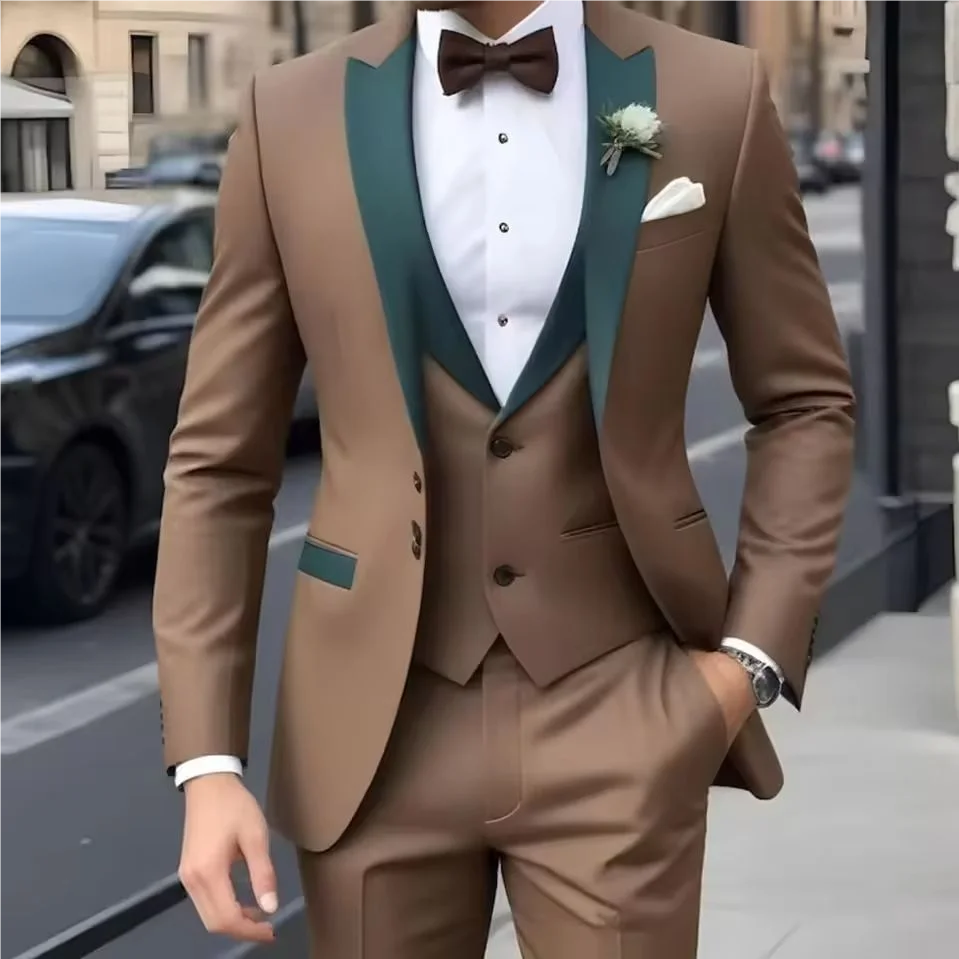 Men's Slim-Fit Three-Piece Suit Set — product view