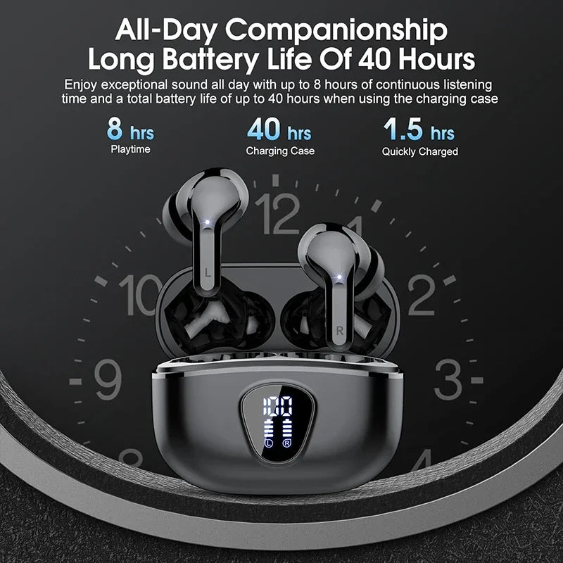 ENC Noise-Cancelling Wireless Earbuds with LED Display