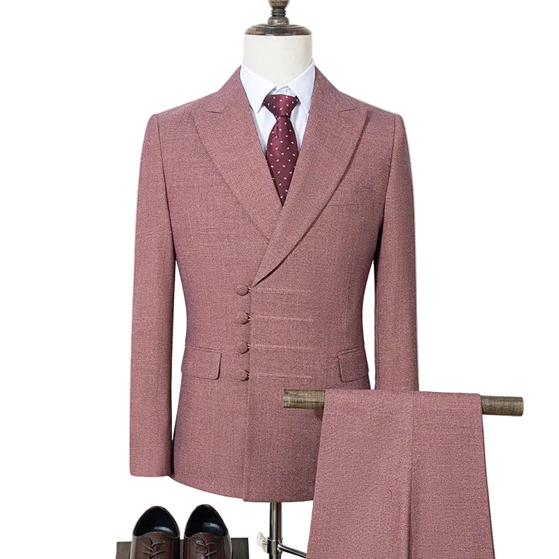Men's 2-Piece Slim Fit Double-Breasted Suit Set — product view