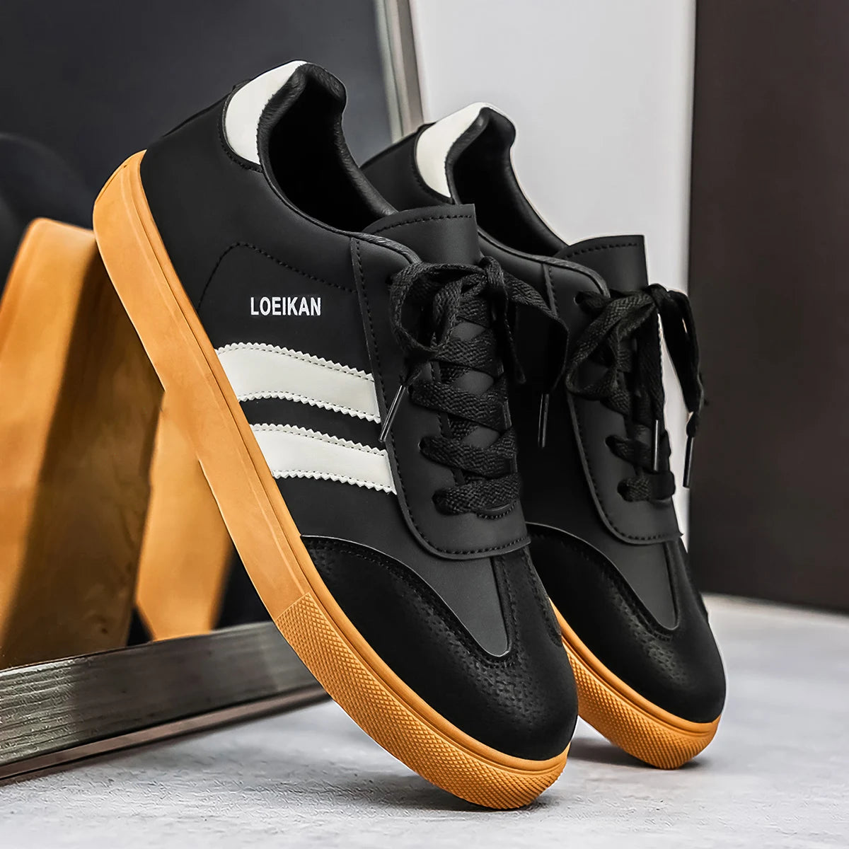Men's Contrast-Stripe Gum-Sole Sneakers