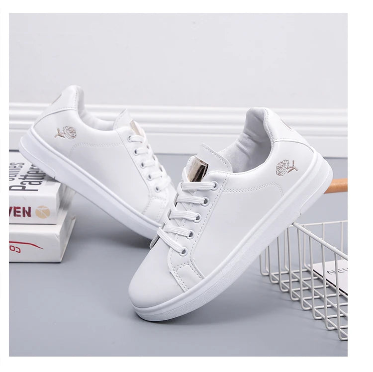 Women's Embroidered Lace-Up Sneakers — product view