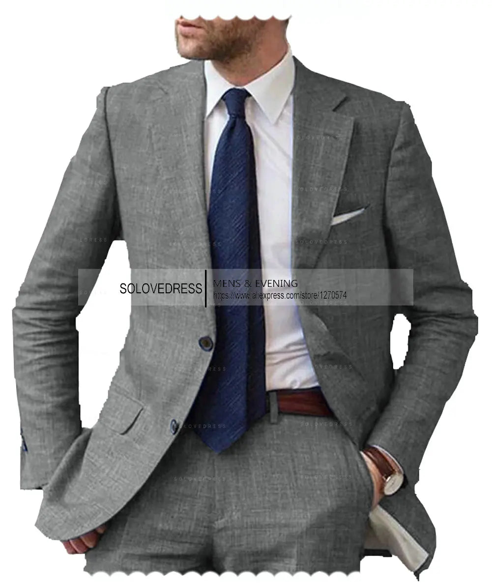 Men's Linen Slim-Fit Suit Set — product view