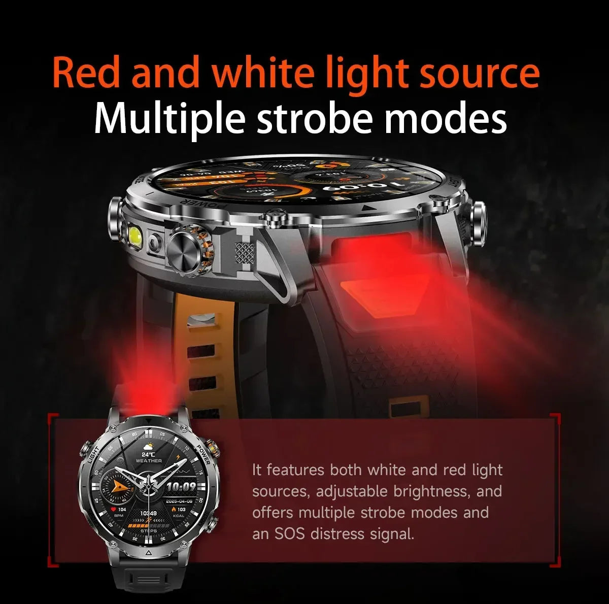 Outdoor 1.7-Inch Calling Smartwatch with Flashlight