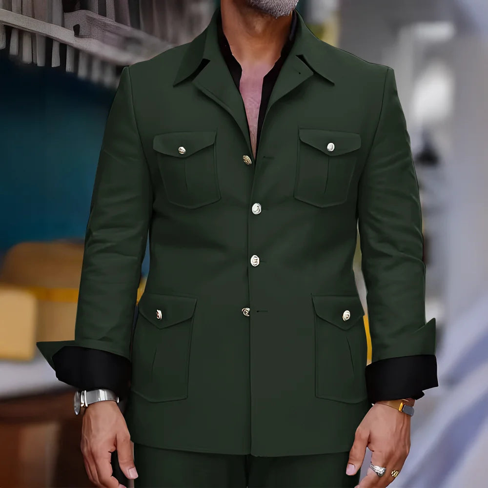 Men's Safari-Collar Jacket & Trouser Set