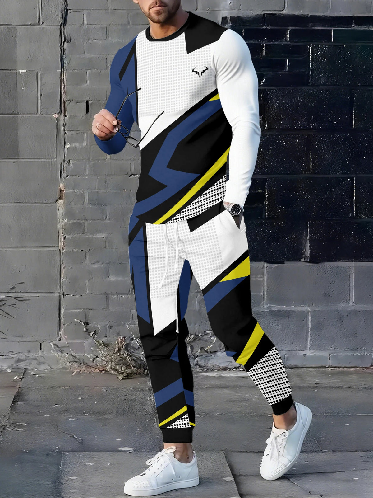 Men's Graphic Print Sweatshirt & Pants Set