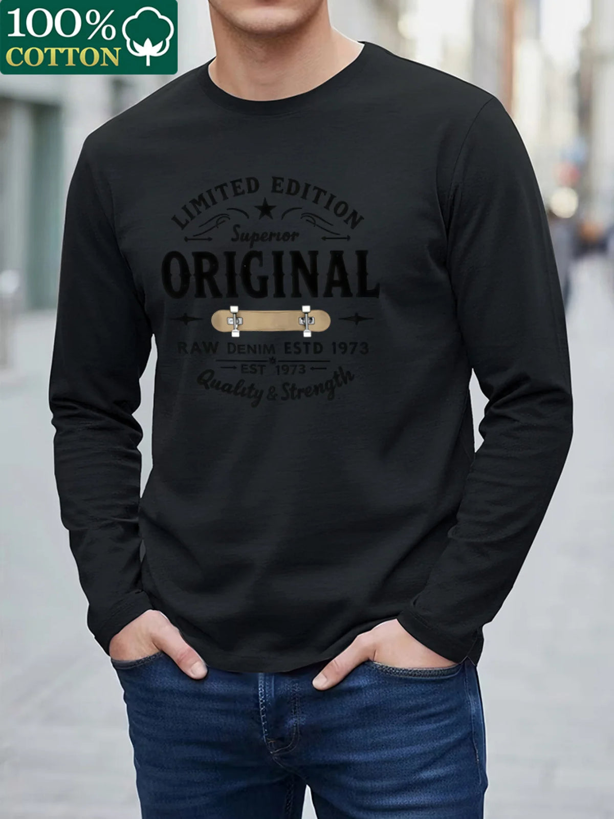 Men's Animal Print Long-Sleeve Casual T-Shirt