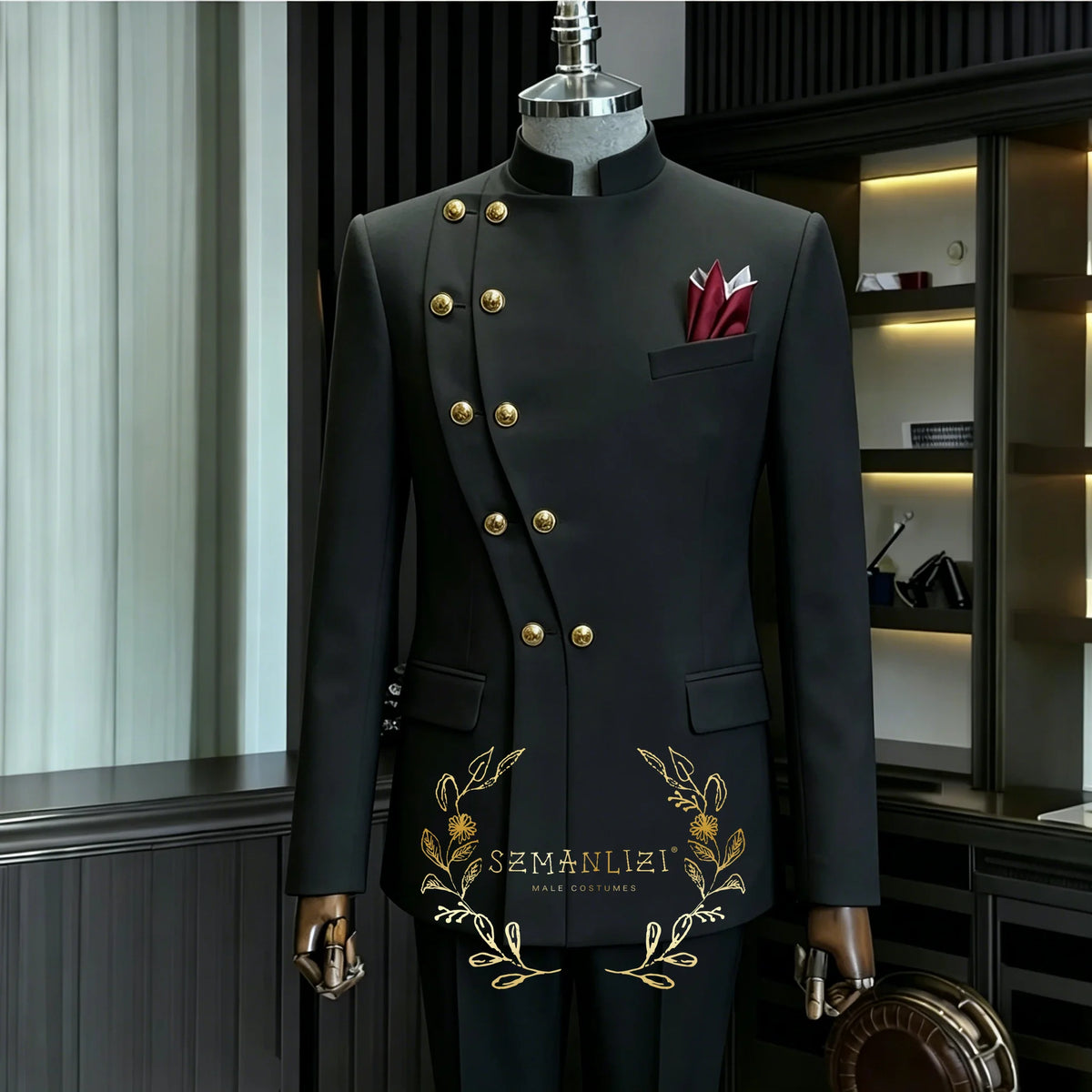 Men's Navy 2-Piece Double-Breasted Suit Set — product view