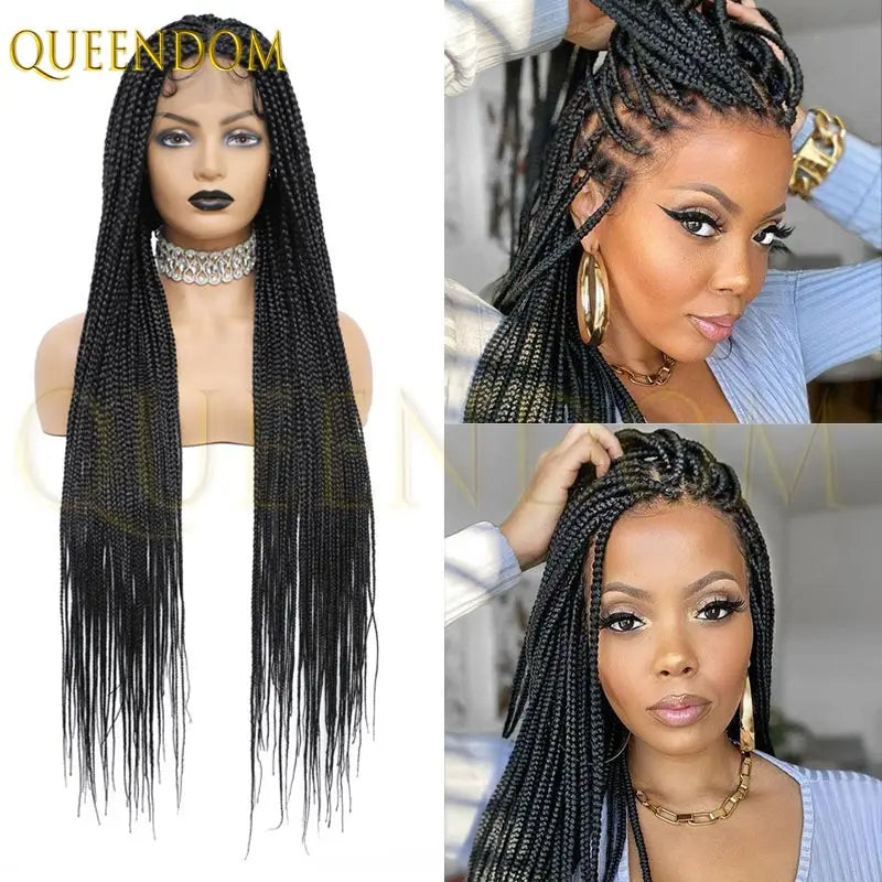 36" Synthetic Full Lace Wig Knotless Box Braid African Braided Wig - OSASCO