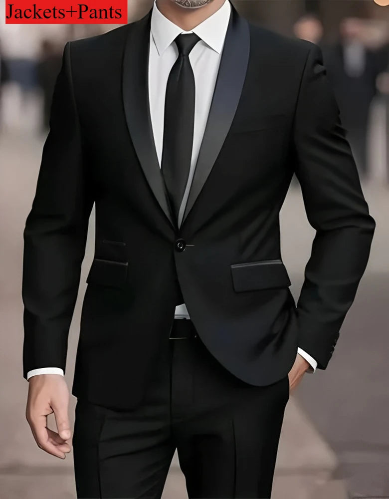 Men's Slim-Fit Notched Lapel Suit Set — product view