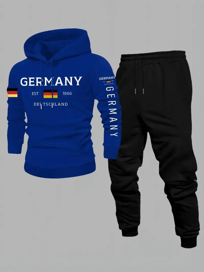 Men's Letter Print Hoodie & Pants Set