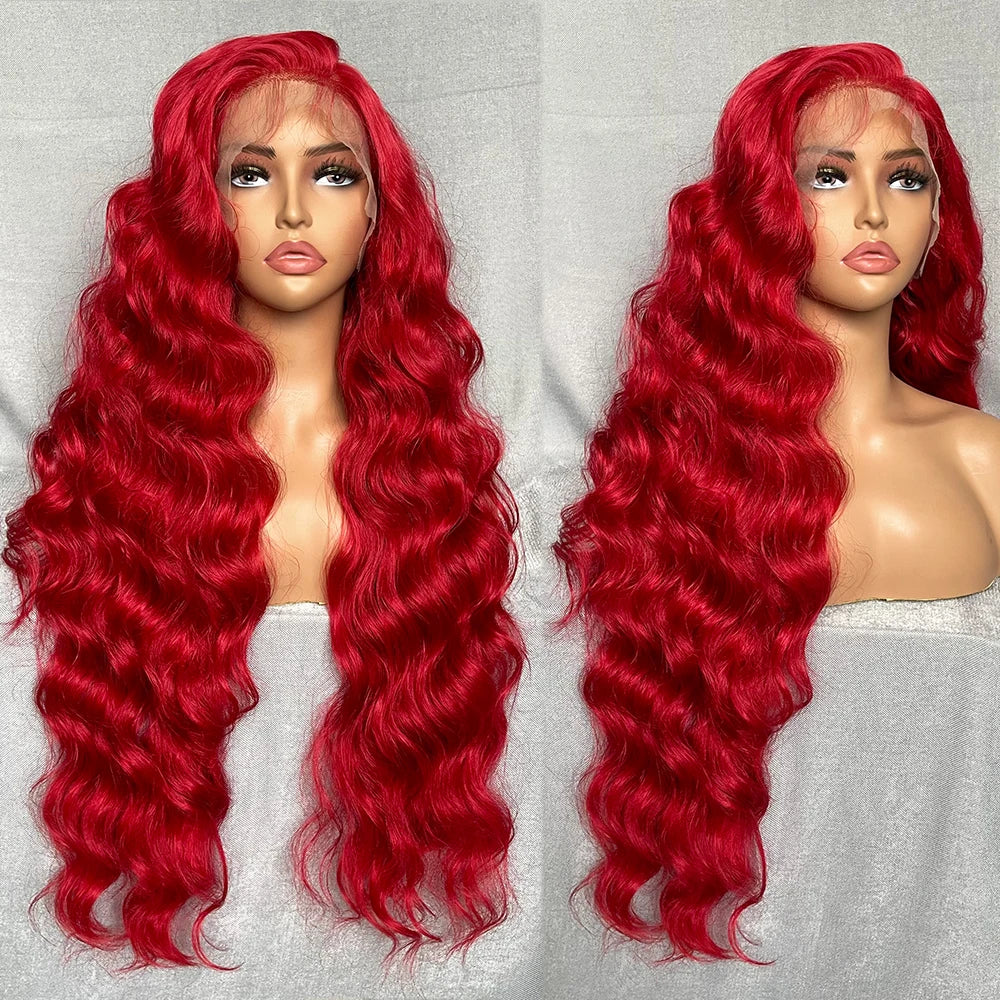 Light Brown Synthetic Lace Wig Super Long Loose Wave 13x6 Lace - OSASCO