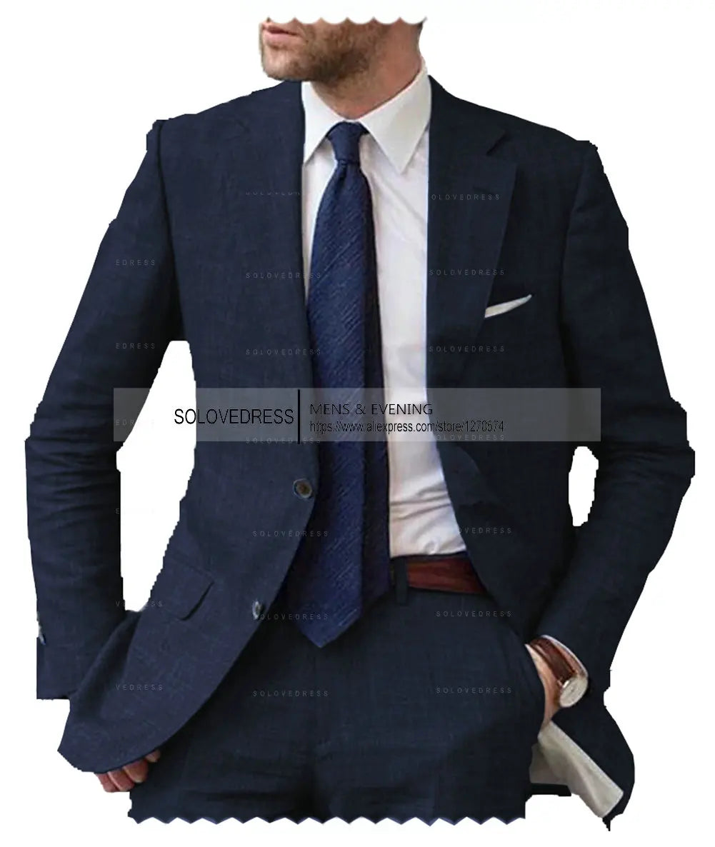 Men's Linen Slim-Fit Suit Set — product view