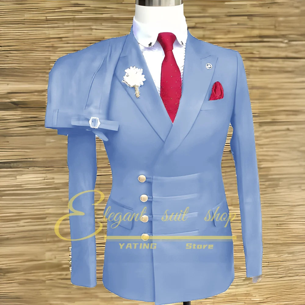 Men's Double-Breasted Two-Piece Suit Set — product view