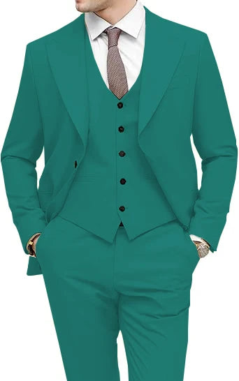 Men's 3-Piece Slim Fit Peak Lapel Suit Set — product view