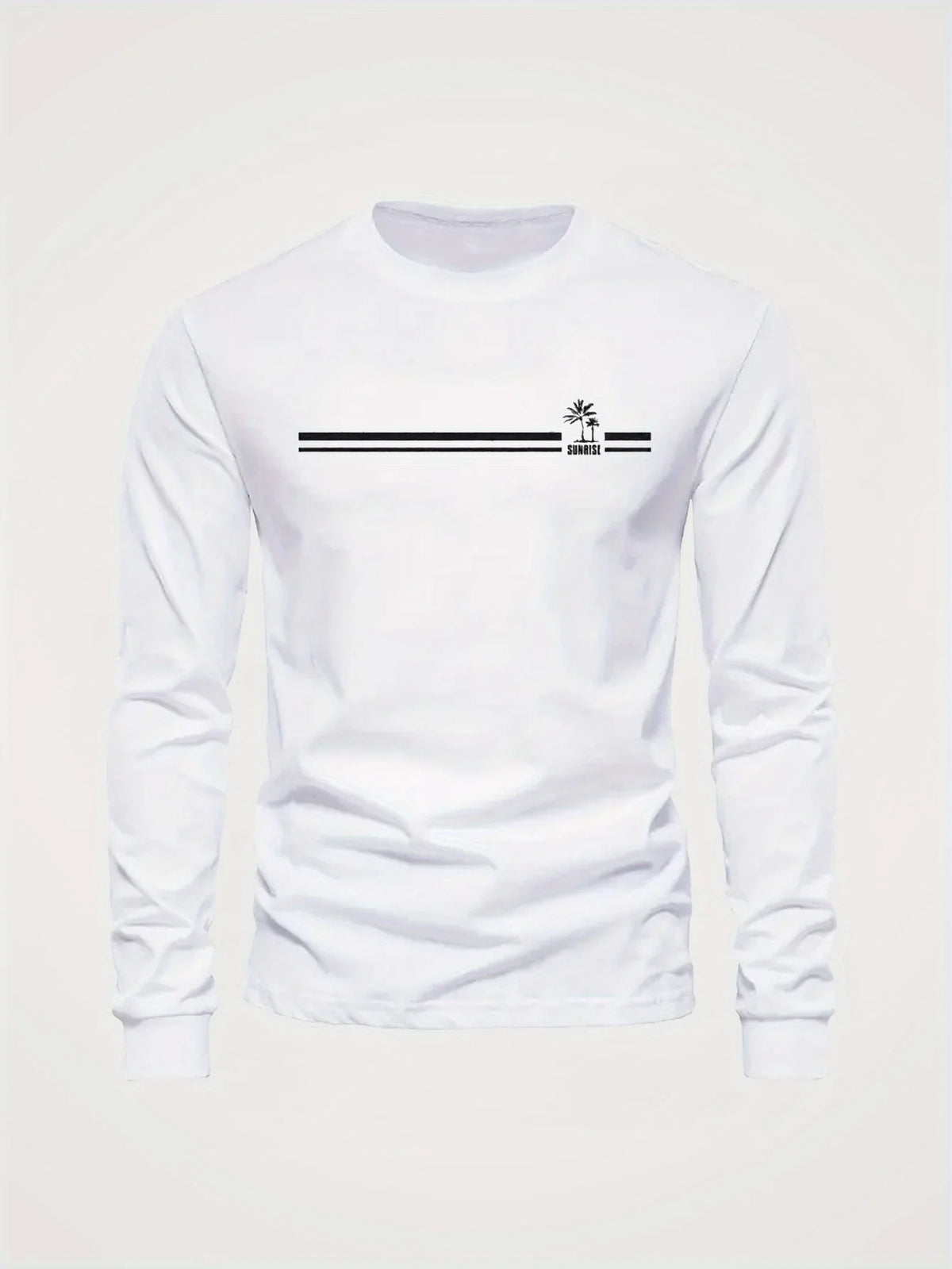 Men's Palm Tree Print Long-Sleeve Casual T-Shirt