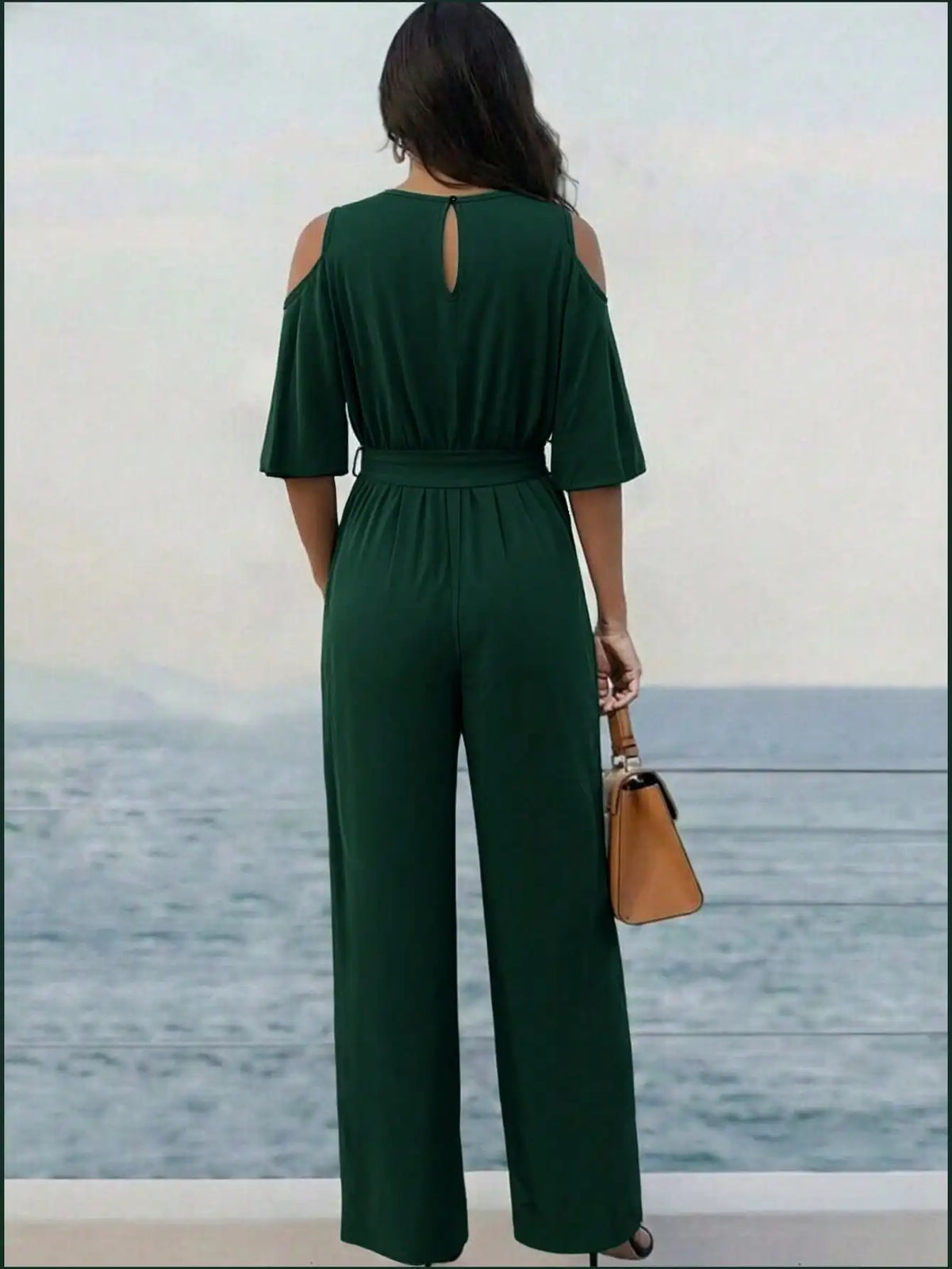 Women's Cold-Shoulder Wrap Jumpsuit