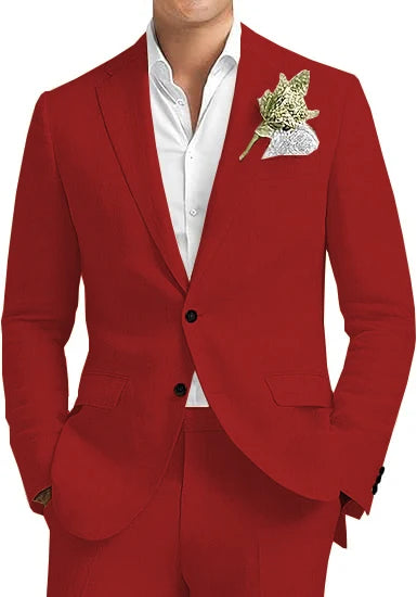 Men's Linen 2-Piece Notched Lapel Suit Set — product view