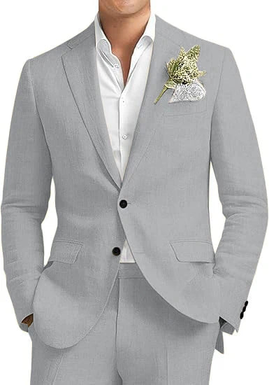 Men's Linen 2-Piece Notched Lapel Suit Set — product view