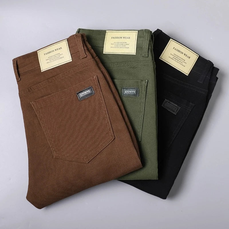 Men's Straight-Leg Stretch Denim Jeans - Business Casual Style — product view