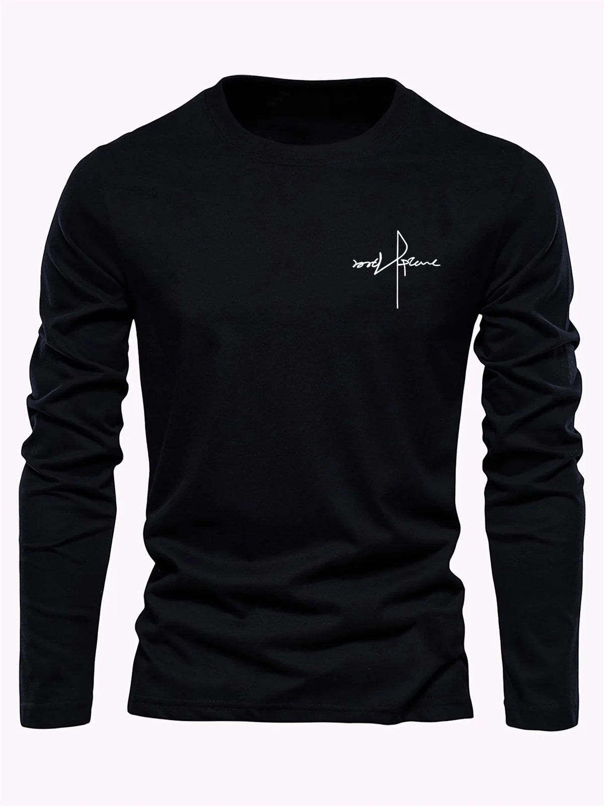 Men's Letter Print Long-Sleeve Casual T-Shirt