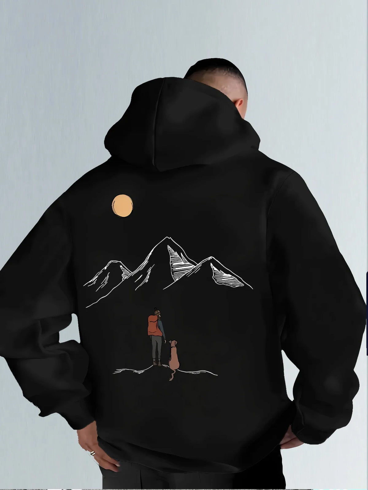 Men's Mountain Print Casual Hoodie