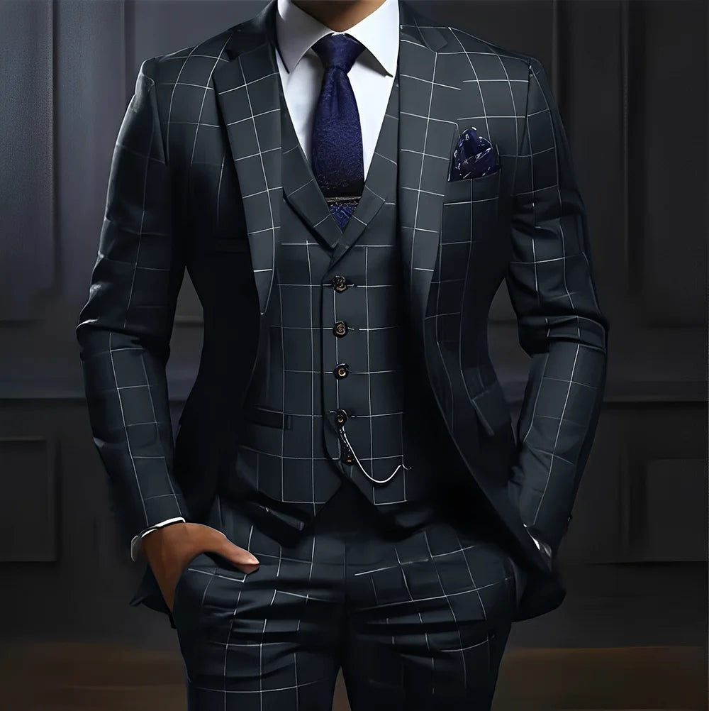 Men's Plaid 3-Piece Suit Set — product view