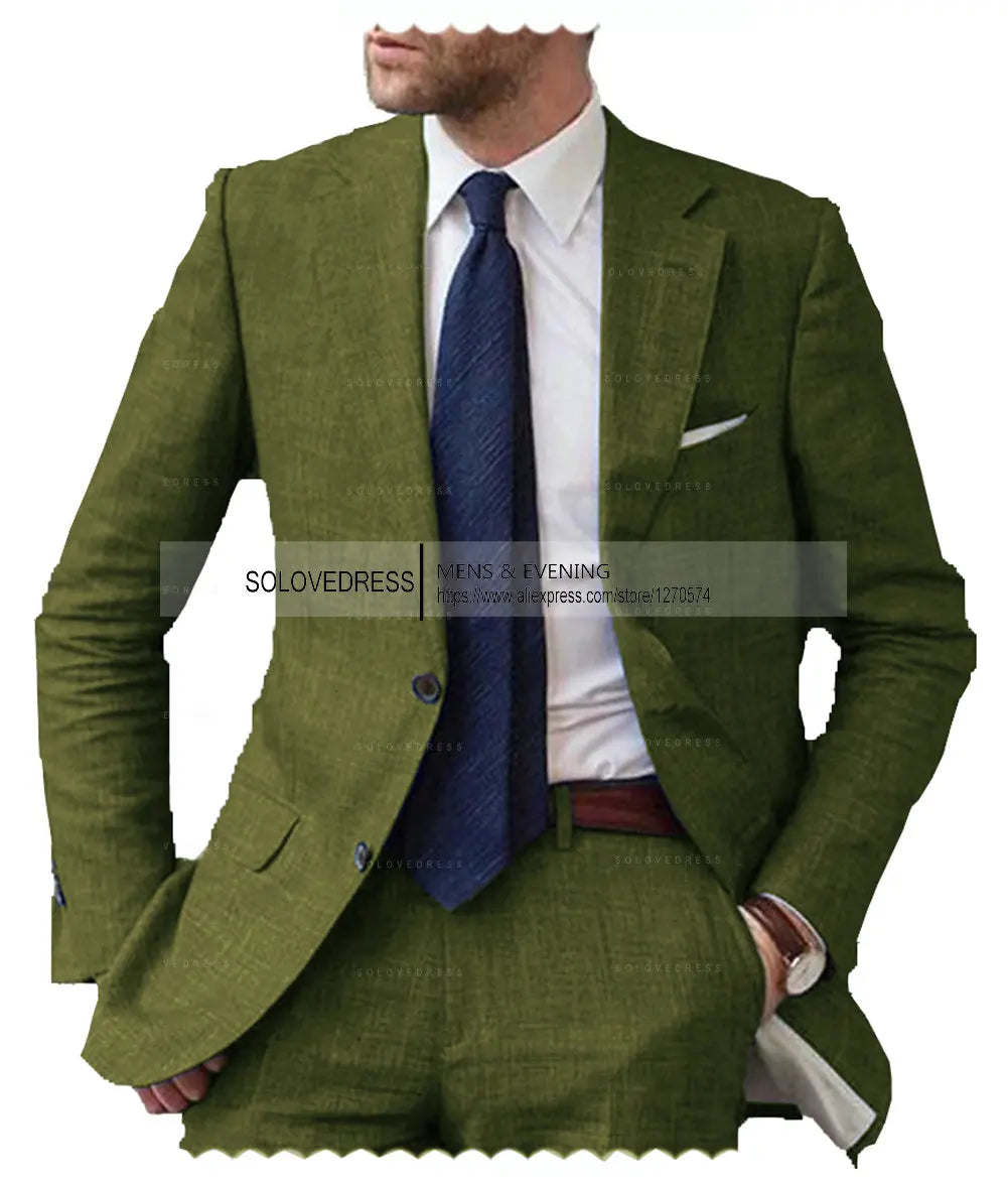 Men's Linen Slim-Fit Suit Set — product view