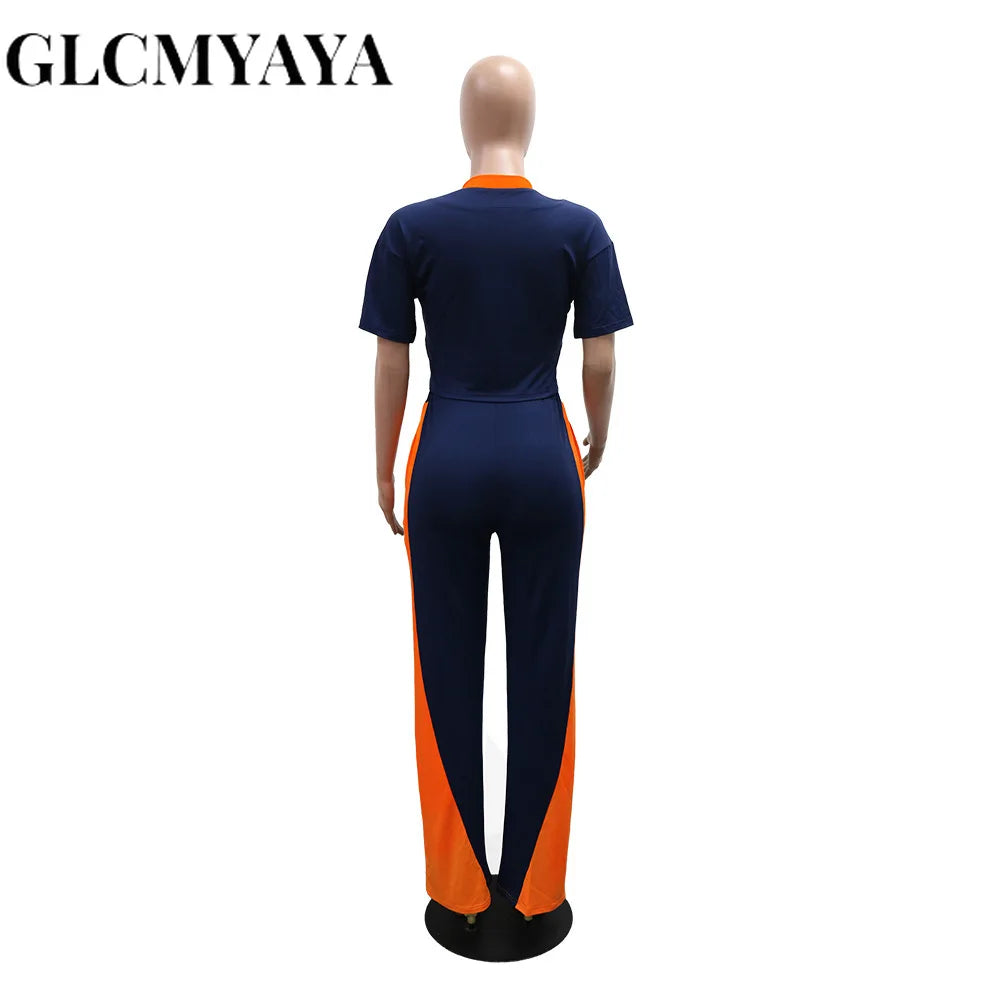 Women's Short-Sleeve Top & Wide-Leg Pants Set