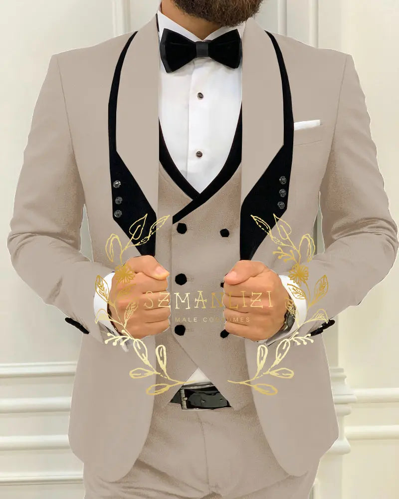 Men's Royal Blue 3-Piece Slim Fit Suit Set — product view