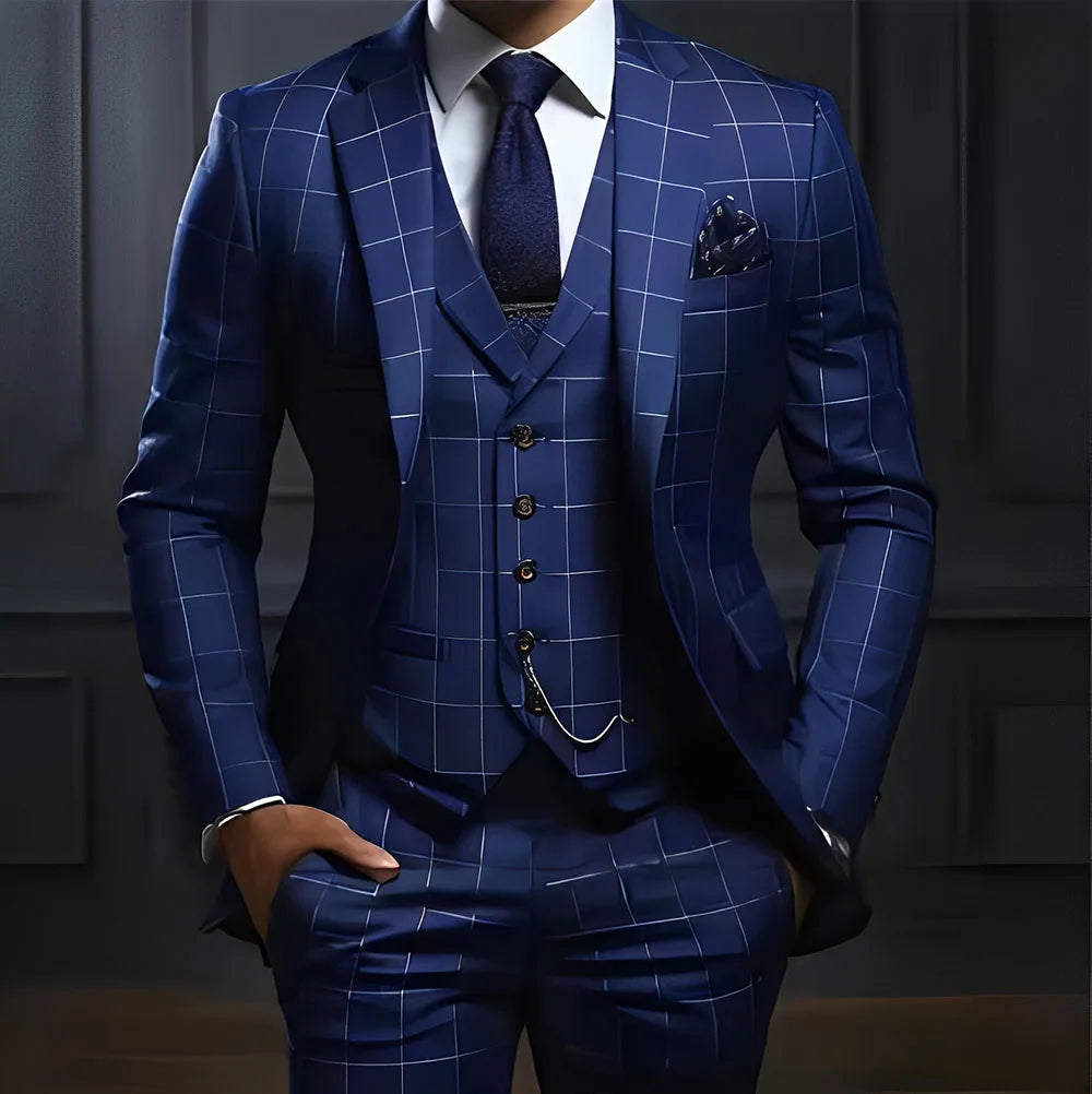 Men's Plaid 3-Piece Suit Set — product view